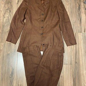 Vintage Rena Rowan women's brown woolen suit Set Size petite 8P
